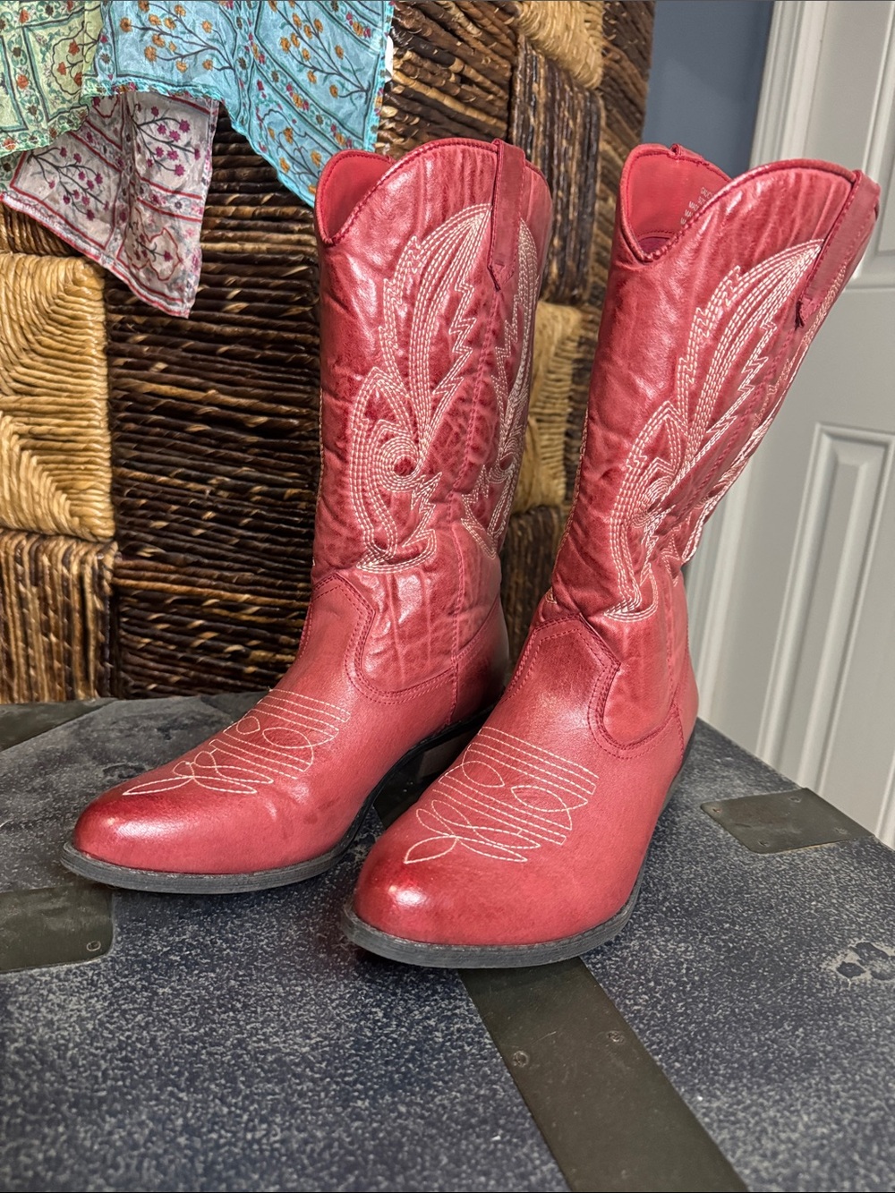 Coconuts by Matisse Red Embroidered Western Ankle Boots